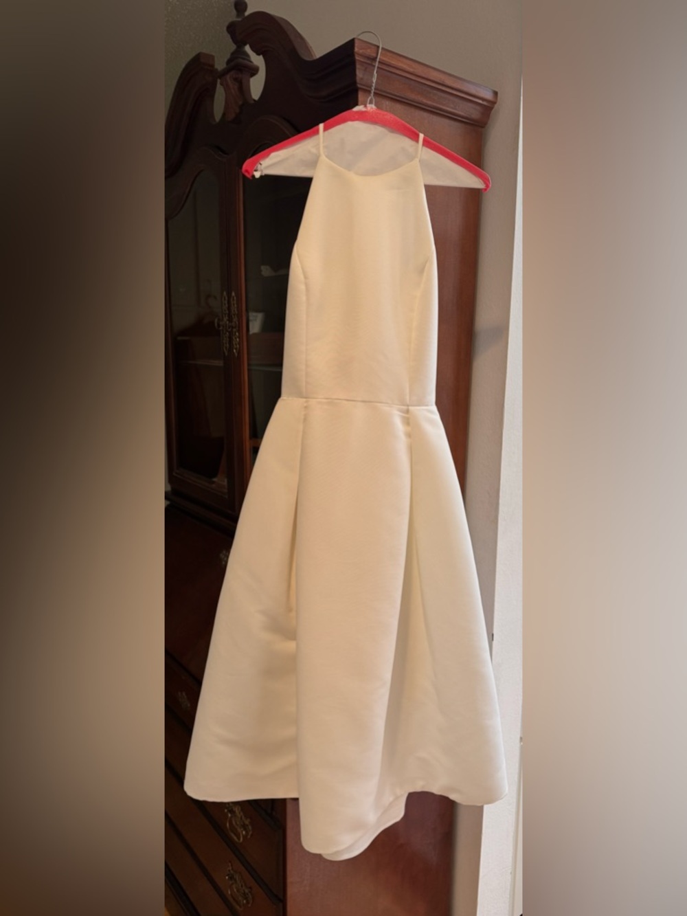 Amsale Ivory Halter Fit-and-Flare Dress